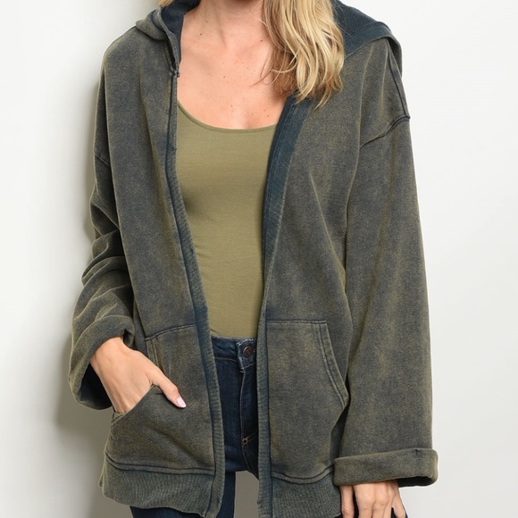 LAST 2! BELLA NAVY washed hoodie jacket/ Sweater - Hoodie - Picture 2 of 3